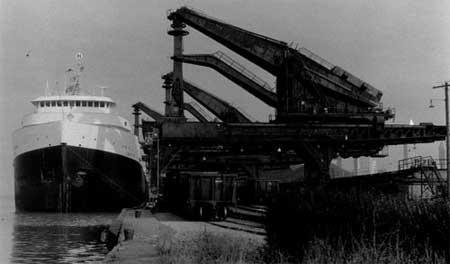 Cleveland's Hulett ore unloaders remove their last cargo