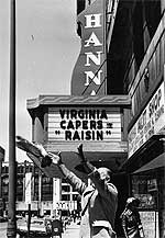 Milton Krantz, Mr. First-Nighter, in front of the Hanna Theatre in 1976