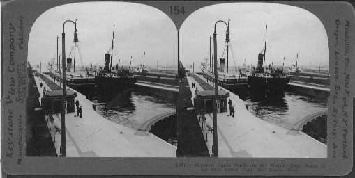 Large Iron Ore Boat Coming into Sabin Locks, Sault Ste. Marie, Mich.